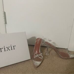 Clear Heels with Crystal Bow